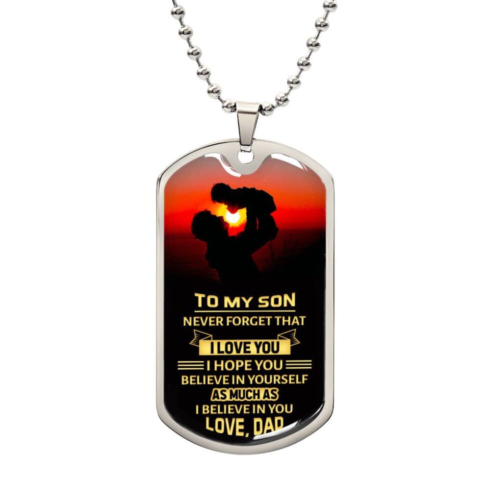 Heartfelt Gift for Son - Believe in Yourself Dog Tag Necklace