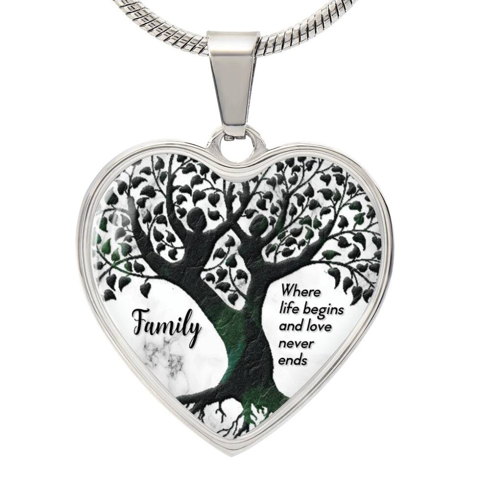 Family Heart Necklace Gift for Mom